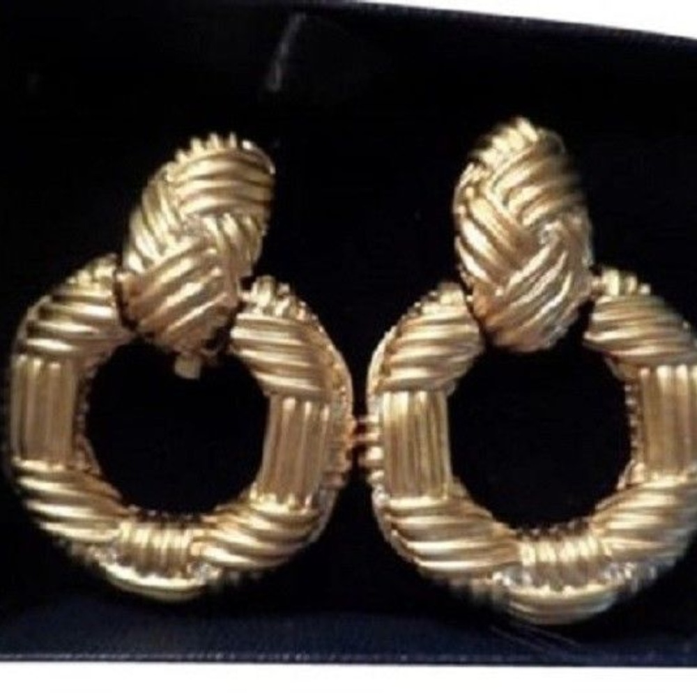Gold Tone Rhinestone Personal Accents Clip Earring